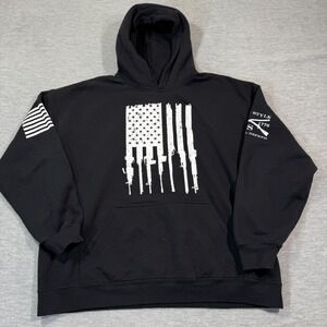Grunt Style Hoodie Men's Large Black USA Rifle Flag Tactical Graphic Pullover